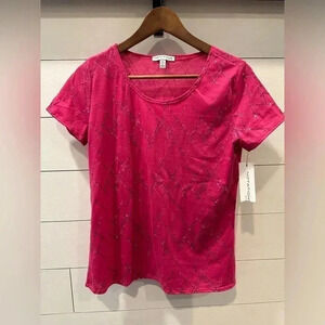 Notations Sparkle Hot Pink Shirt- petite medium